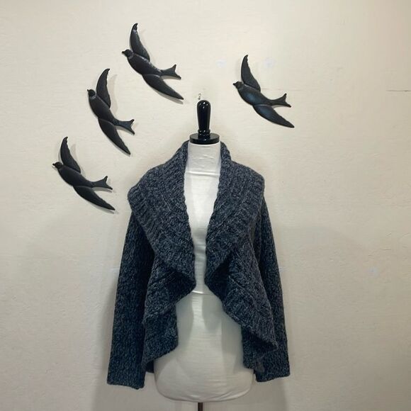Anthropologie Elsamanda Wool Blend Shawls Collar Open Waterfall Cardigan - M - Picture 13 of 13